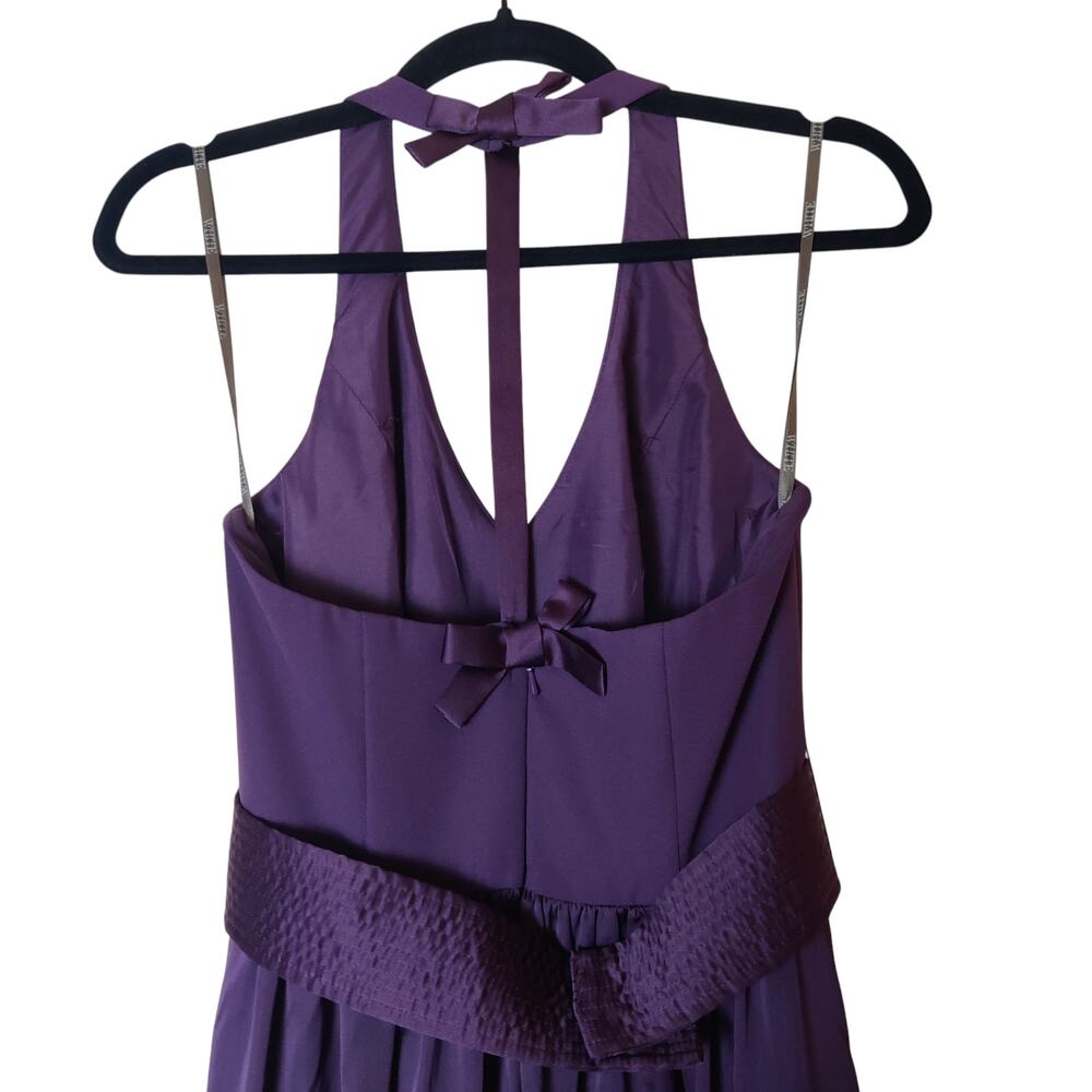 White by Vera Wang Plum Purple Halter Neck Bow Maxi Bridesmaid Prom Dress 2 - Picture 7 of 15